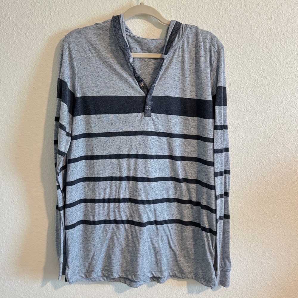 Howe Striped Long Sleeve Hoodie Men’s Shirt size Large
